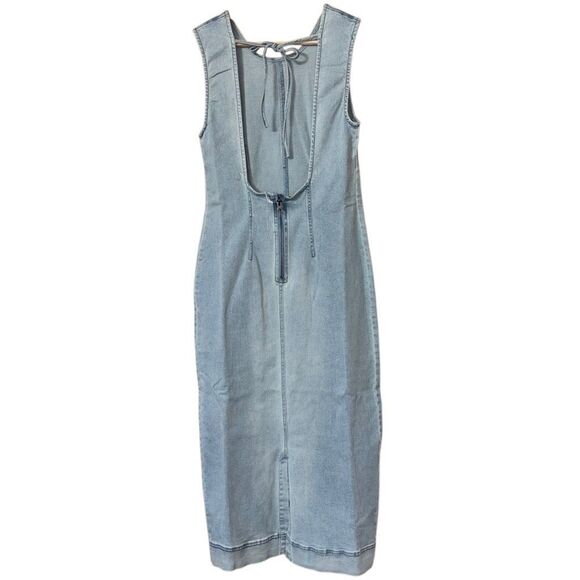 Free people tell me about it midi dress open back soft denim boho 90s size 8 new - Picture 3 of 11